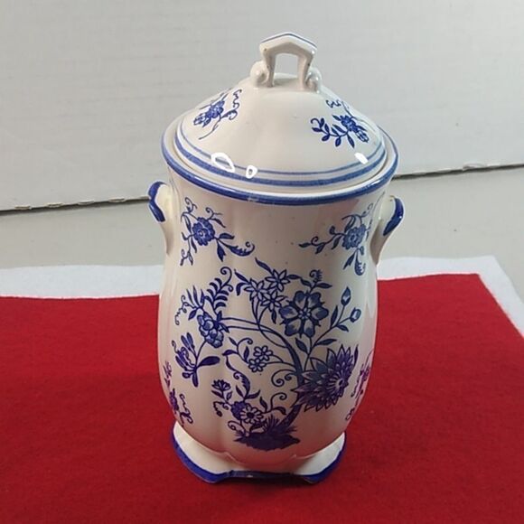 Antique Blue Onion LG Canister Gift Ideas Creations Phila PA Cottagecore